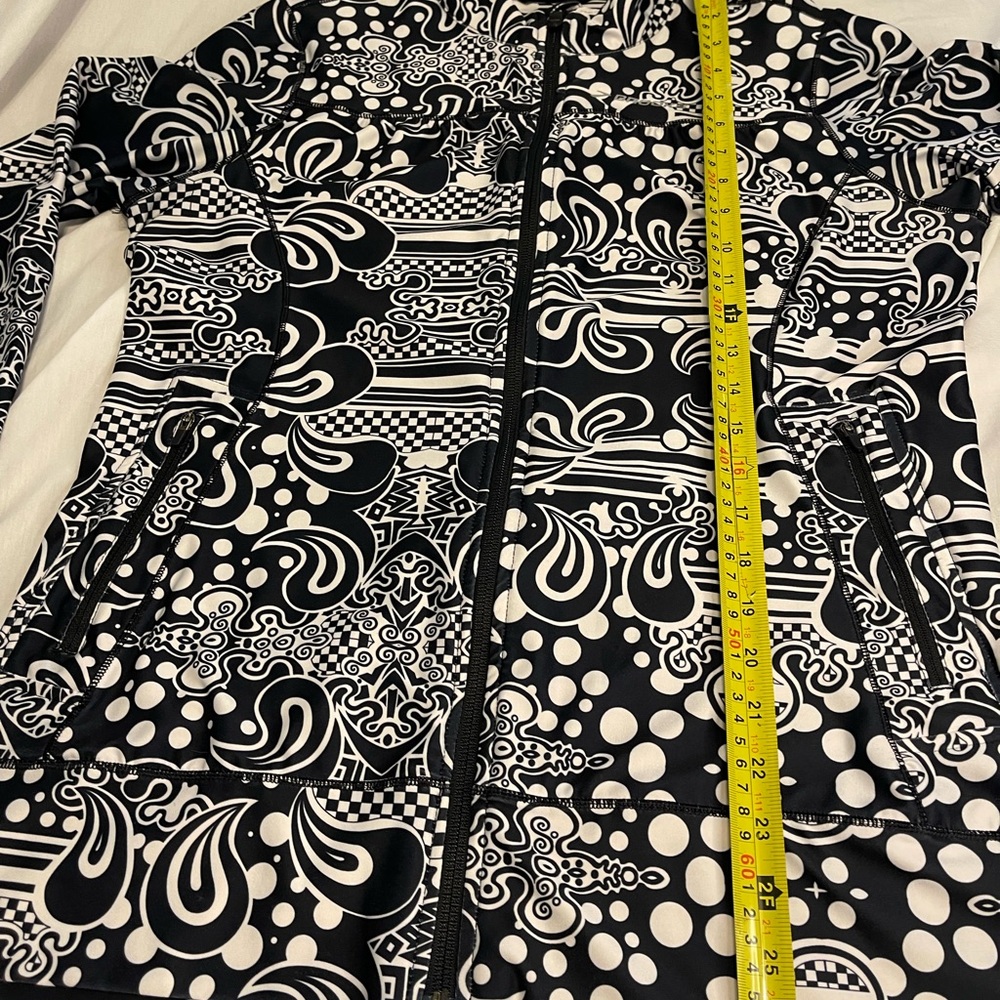 Brooks Jacket Medium Adult Black Abstract Full Zip Pocket Mock Neck Womens L - Picture 7 of 12